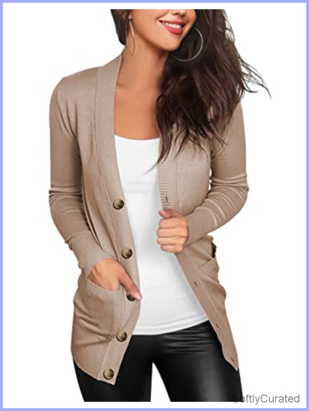 Women's Lightweight Snap Button Front Cardigan Sweater with Pockets